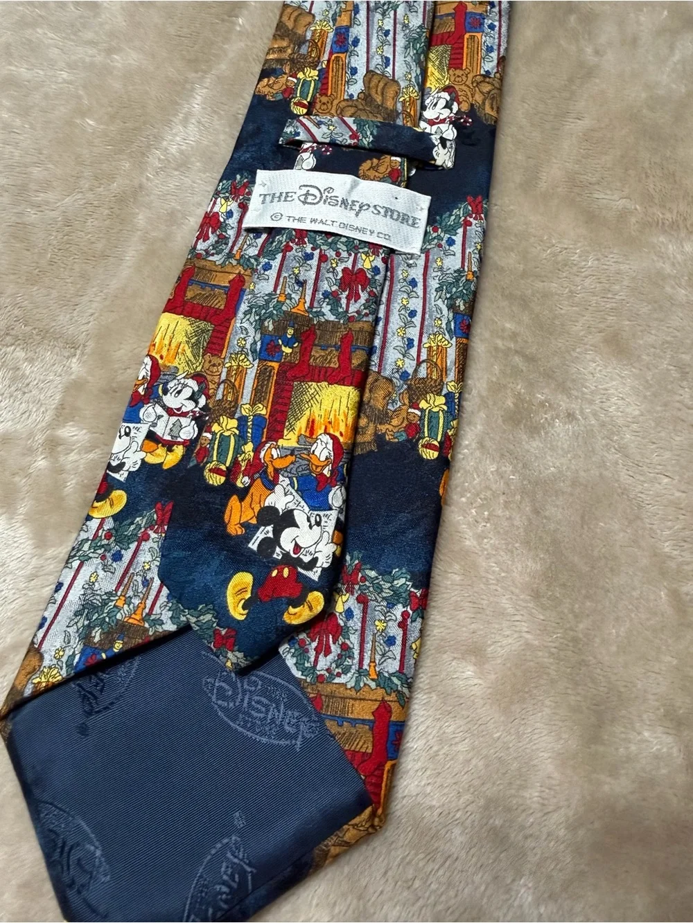 The Disney Store Mickey Mouse Holiday Print Men's Tie - Navy - 100% Silk - Italy